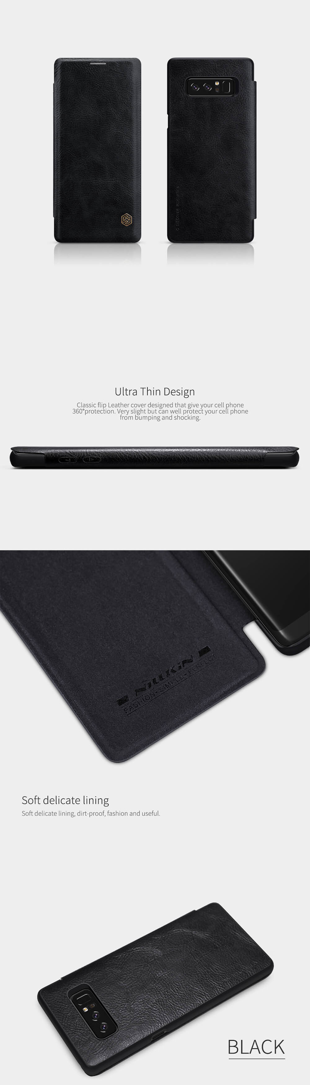 Nillkin Qin Flip Case For Samsung Galaxy Note 8-Black penguin.com