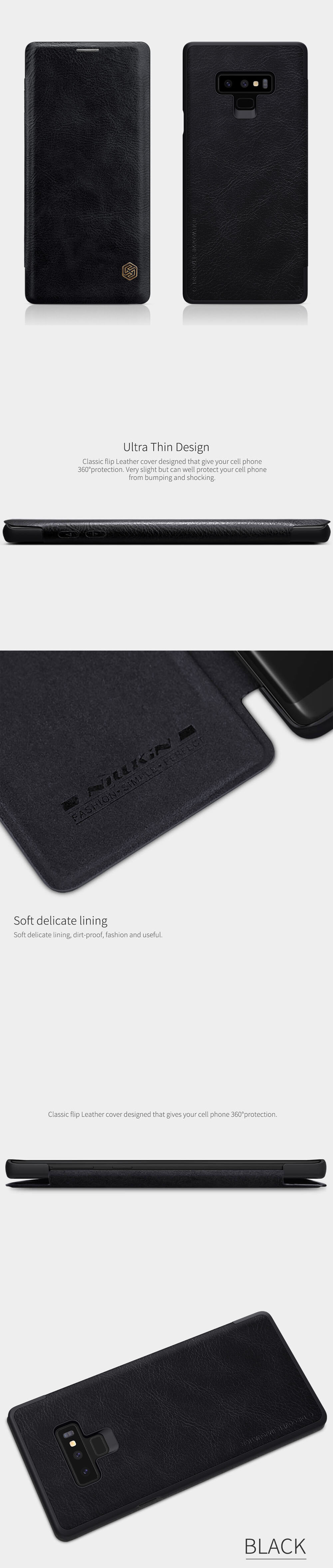 Nillkin Qin Flip Case For Samsung Galaxy Note 9-Black penguin.com