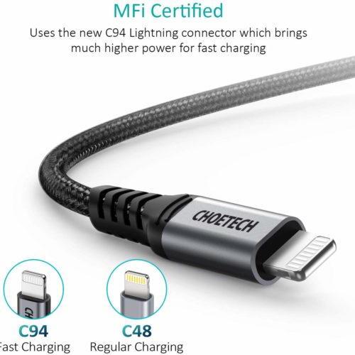 Choetech USB C to Lightning Cable MFI 6ft (IP0039) 3