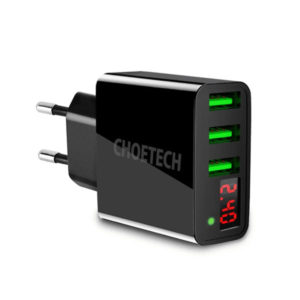 Choetech Universal 3 USB Charger LED Display EU Plug Wall Charger (C0027)