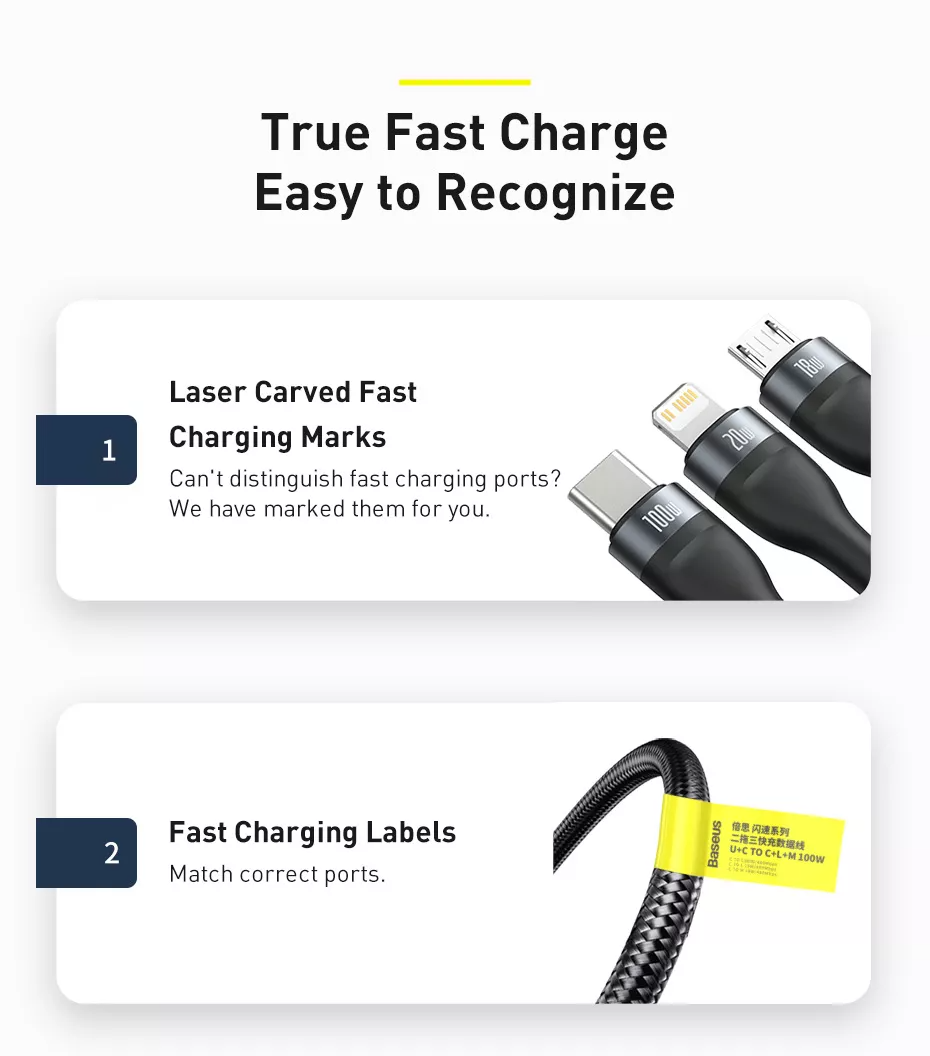 Baseus Flash Series Two-for-three Fast Charging 100W Data Cable 1 (5)