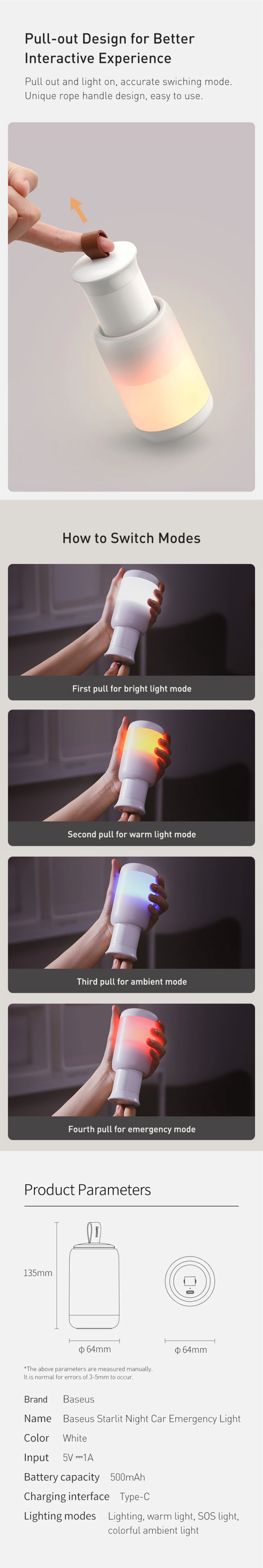 Baseus Starlit Night Car Emergency Light