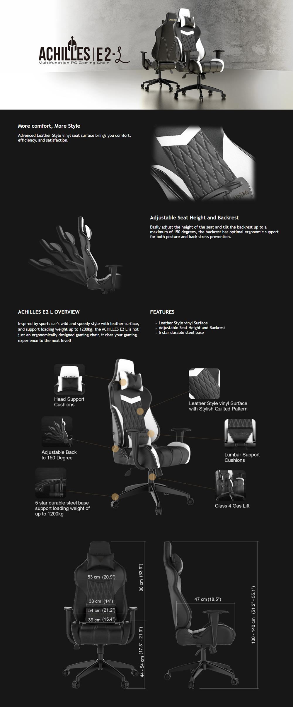 Gamdias ACHILLES E2 L Multi-function PC Gaming Chair