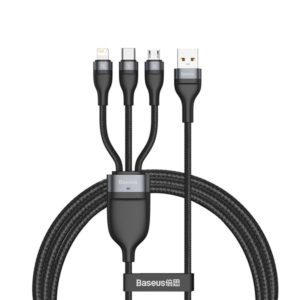 Baseus One-for-Three 5A Fast Charging Data Cable USB to M+L+C 1.2M (CA1T3-G1) - Black