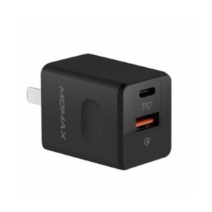 MOMAX 20W PD +QC 3.0 Dual Port Charger (UM16) – Black