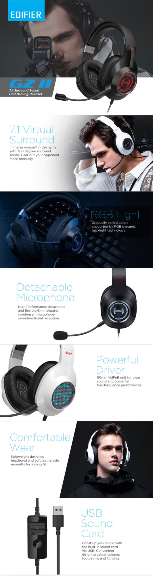 Edifier G2 II 7.1 RGB Gaming Headset - Penguin.com.bd