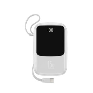 Baseus Qpow Digital Display 3A Power Bank 10000mAh with Type C Cable (PPQD-A02) - White