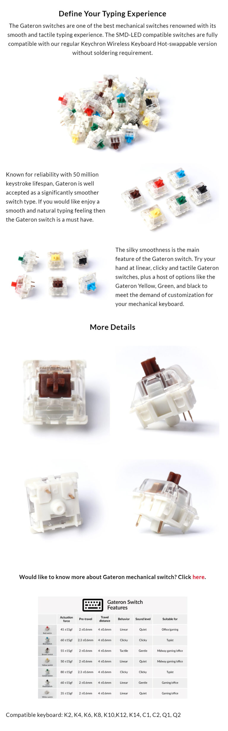 Keychron Gateron Brown 12Pc Switch Set