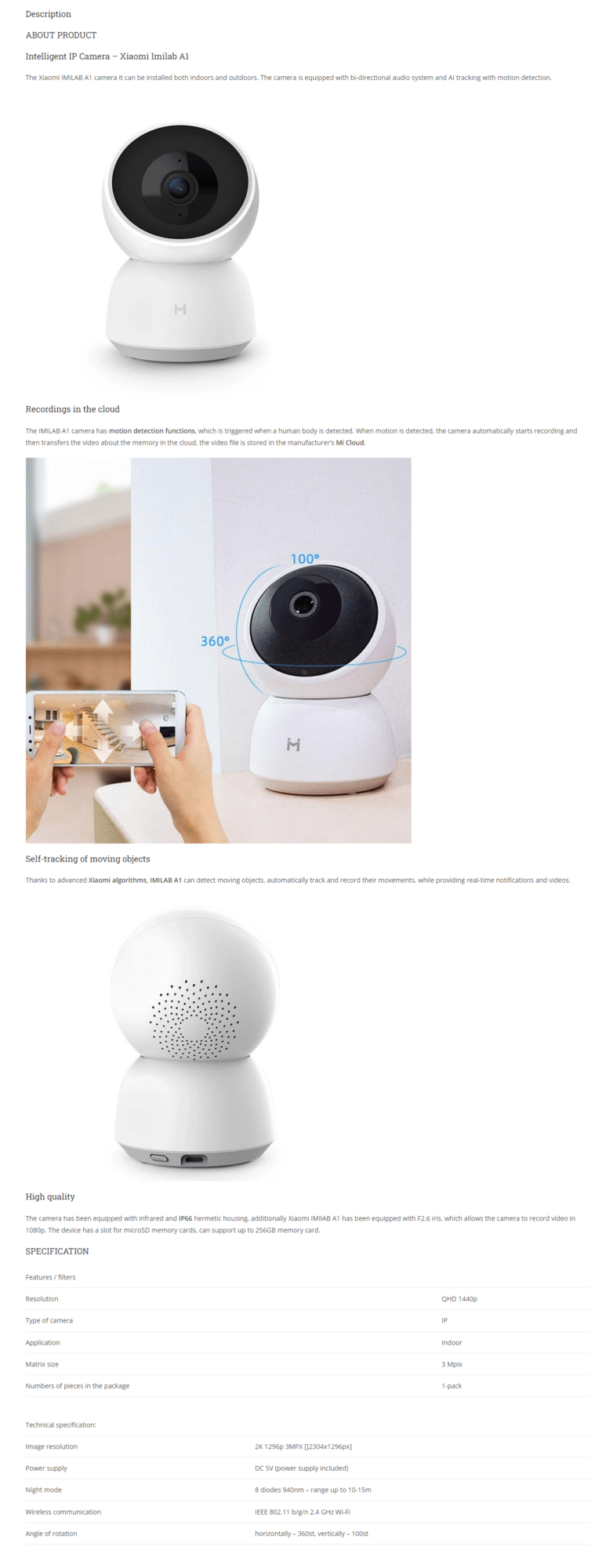IMILAB Home Security Camera A1 1440p