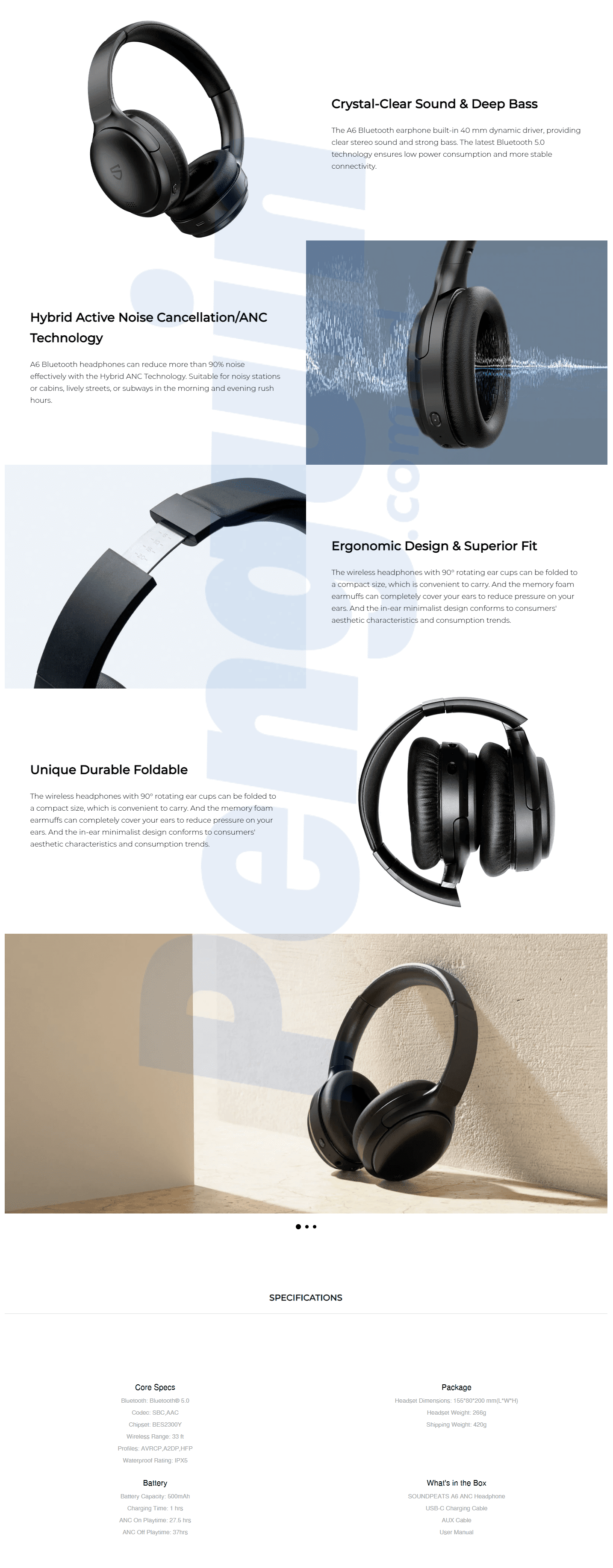 SOUNDPEATS A6 Wireless Headphone 
