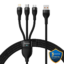 Baseus Flash Series Ⅱ One-for-three Fast Charging Data Cable USB to M+L+C 66W 1.2m Black PENGUIN.COM.BD