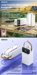 Remax RPP-565 Lesull Series 20W+22.5W Cabled Fast Charging Power Bank ...
